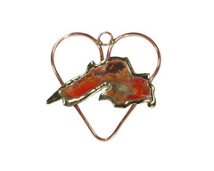 Copper Art Lake Superior in a Copper Wire Heart