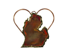 Copper Art Lower Michigan in a Copper Wire Heart