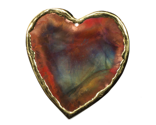Copper Art Heart Ornament Large