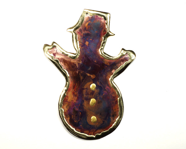 Copper Art Snowman Ornament Large