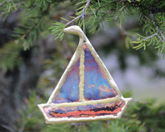 Copper Art Boat Ornament