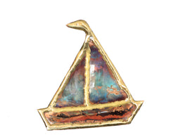 Copper Art Boat Ornament