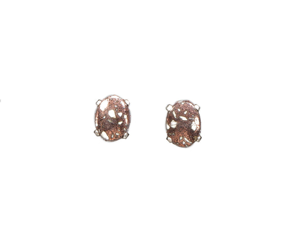 Copper Firebrick  8 X 6mm post earrings  4939