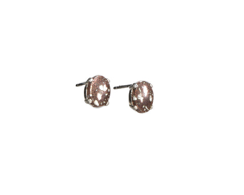 Copper Firebrick  8 X 6mm post earrings  4939