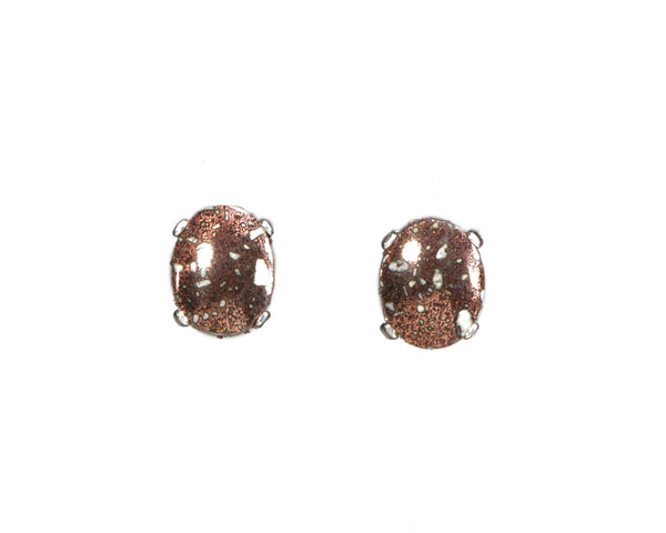 Copper Firebrick  10 X 8mm post earrings  4942