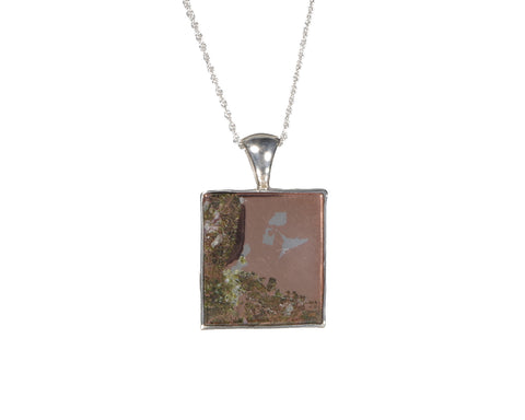Copper Silver Half-Breed Square Bezel Set Pendant 5363