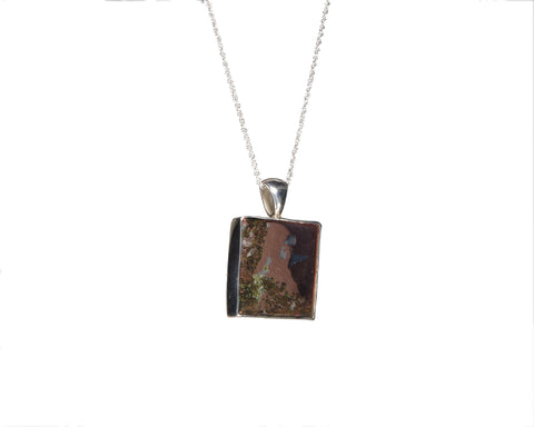Copper Silver Half-Breed Square Bezel Set Pendant 5363