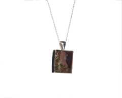 Copper Silver Half-Breed Square Bezel Set Pendant 5363