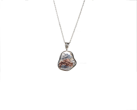 Copper Silver Half-breed Free Form Bezel Set Pendant 5368