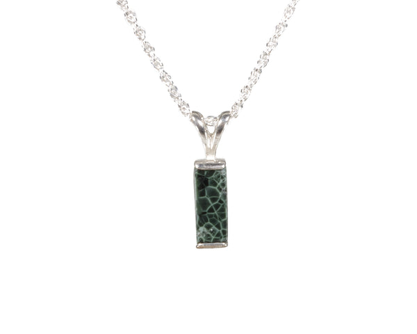 Greenstone  9 x 4mm Rectangle S.S. Pendant 5311