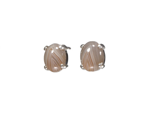 Lake Superior Agate Earrings 11mm x 9mm  4891