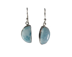Larimar Earrings 16mm x 9mm Half Moon dangles