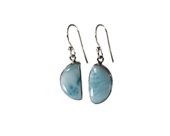 Larimar Earrings 16mm x 9mm Half Moon dangles