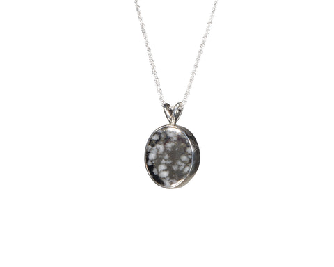 Mohawkite  Small Bezel Set Oval Pendant  5372