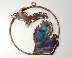 Copper Art Full Michigan in Braided Circle 4"
