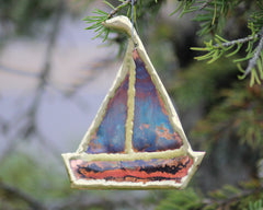 Copper Art Boat Ornament