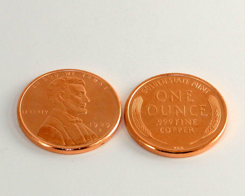 1 oz Copper Lincoln Wheat Penny - Dollar Size (39mm)