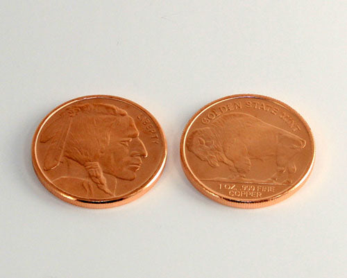 1 oz Copper Coin in Buffalo Nickel design