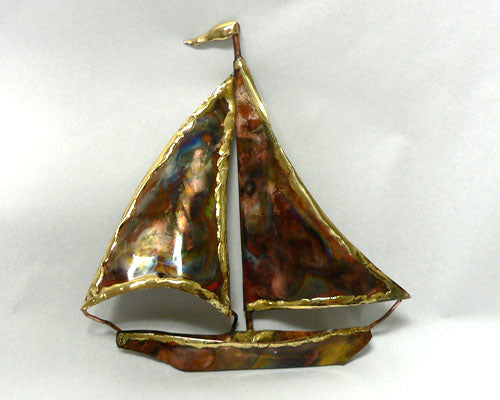 Small Copper Art Sailboat