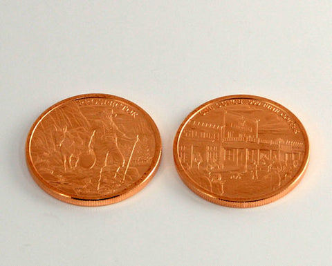 1 oz Copper Coin in Prospector design